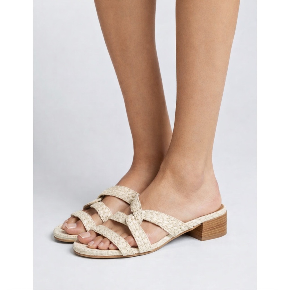 AQUATALIA | NEW! $398 Hollie Woven Block Heel Slide Sandal in Natural, Size 11